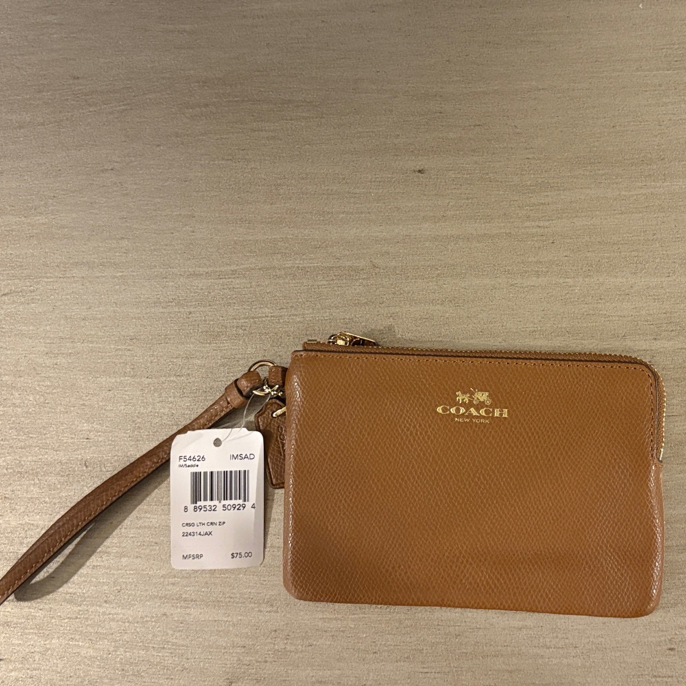 Coach Brown Leather Wristlet